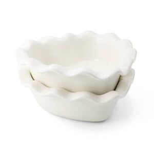 Target Bullseye Playground White Ceramic Heart Shaped Ramekin Set, Scalloped